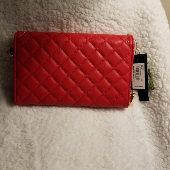 🎀NWT Badgley Mischka Quilted Leather Wallet-on-chain. Color:Red.🌺 - Picture 6 of 9